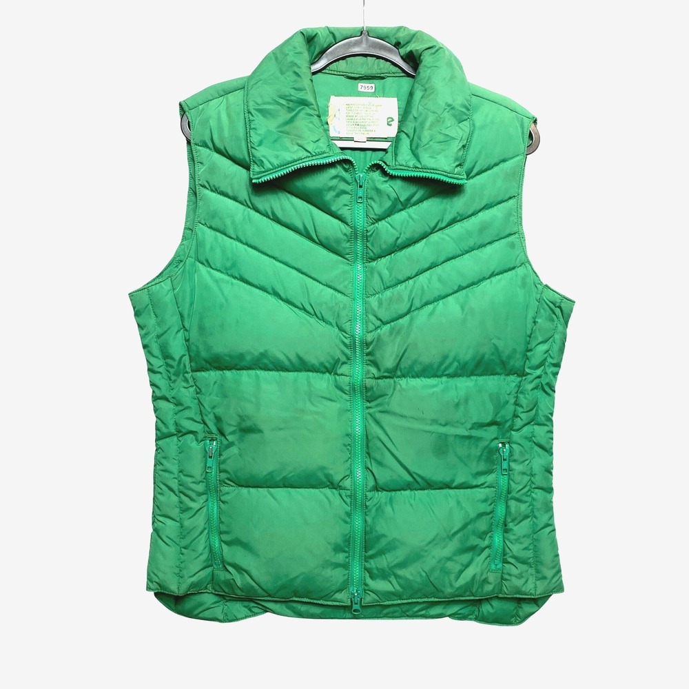 Vintage Skitique Puffer Vest Womens Large Green Full Zip Gorpcore